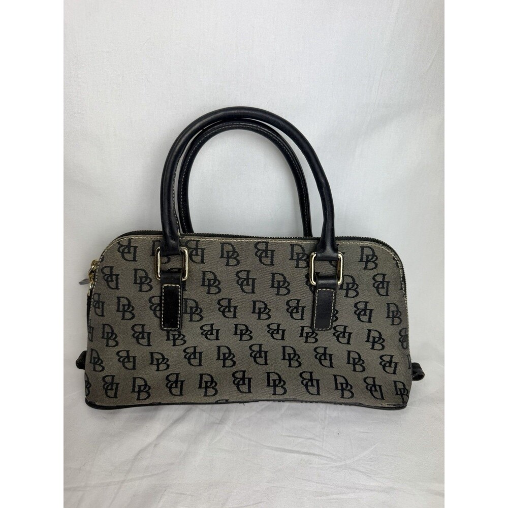 Vintage Dooney & Bourke Mini Bag Black & Gray Monogram DB Black Leather - Picture 2 of 16